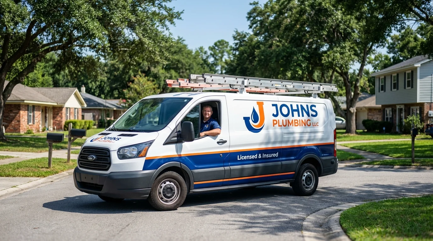Johns Plumbing LLC service van in North East, PA