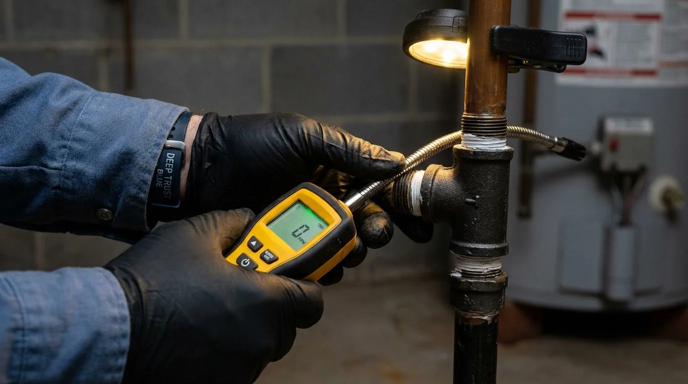Gas leak detection with electronic sniffer by Johns Plumbing LLC in North East
